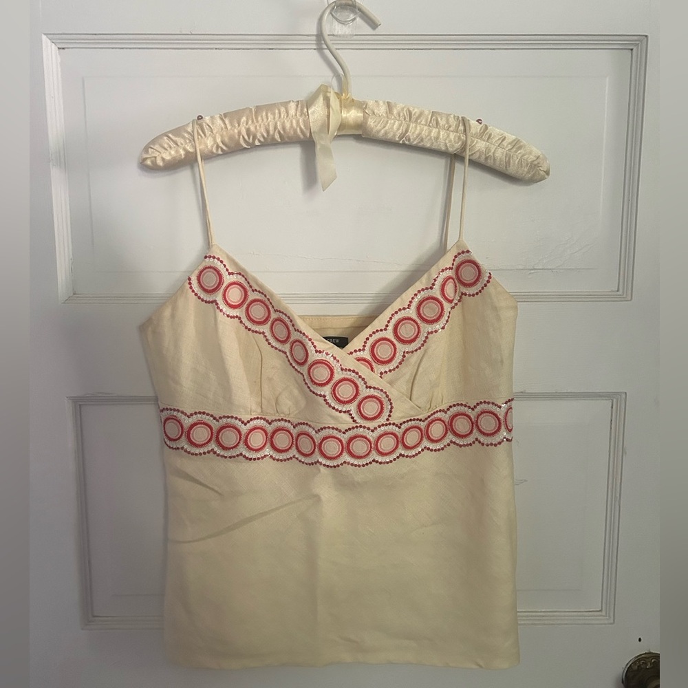 RARE JCrew Sequin Linen Tank Sz 6
